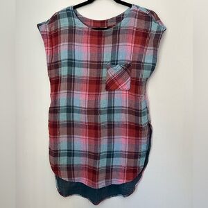 Plaid Sleeveless Coverup/Dress with Pocket